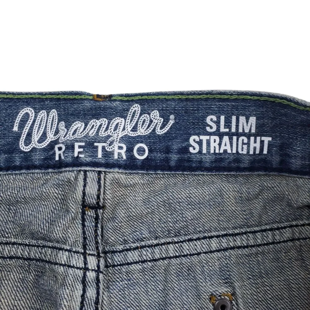 Wrangler Retro Slim Straight Mens 36x30 Denim Western Rodeo Ranch 100% Cotton - Picture 4 of 10